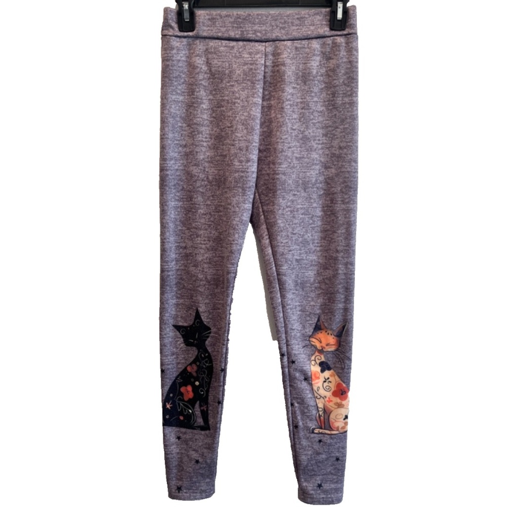 Shein Women's Soft Pull-On Jogger Pants With Cat Print Legs Size M